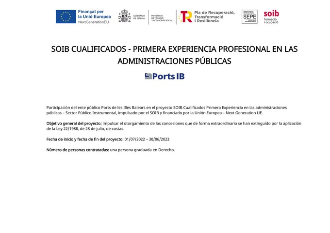SOIB Cualificados Primera Experiencia en las administraciones publicas